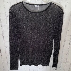 Chic Black Sheer Long Sleeve Blouse